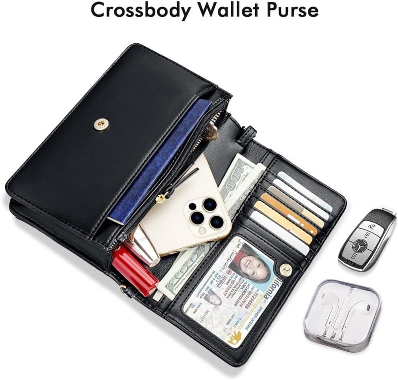 Nuoku Crossbody Bag for Women Cellphone Little Purse with Credit Card Slots Lightweight Leather Wristlet Wallet | Cellphone, Little Purse, Lightweight - Image 3